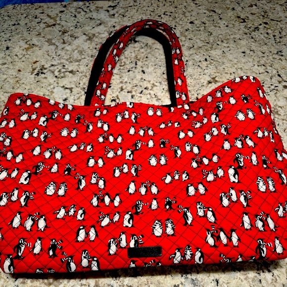 Vera Bradley Handbags - Vera Bradley Tote - pattern - Playful Penguins Red